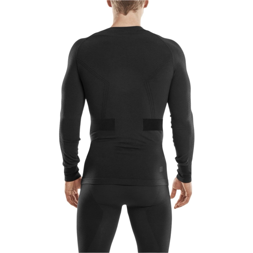 CEP Running Mens Skiing Merino Base Layer shirt Long Sleeve Wool Blend Black‎ XL